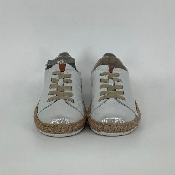 Spring Step Size 39 Silver Metallic Eloya Leather Sneaker Espadrille Trim D3-2 - Picture 2 of 11